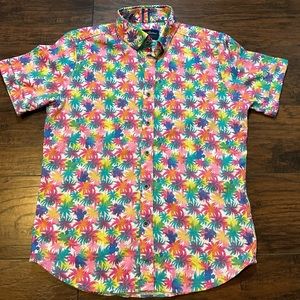 Robert Graham Modern America Tailored Fit Palm Cove Short Sleeve Shirt Large
